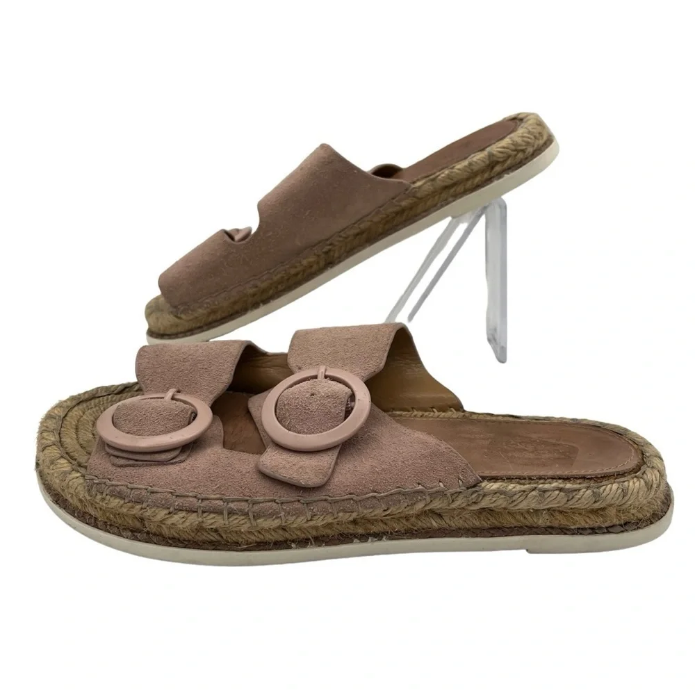 Marc Fisher Ramba Suede Slip On Espadrille Slide Sandals Pink Women's Size 6.5